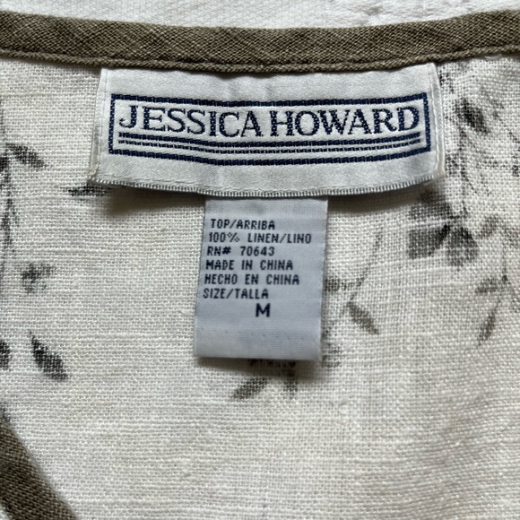 Jessica Howard Floral Linen Sleeveless Top Size M - Picture 3 of 9